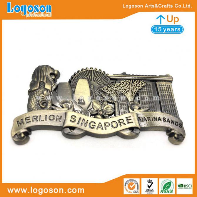 Merlion Singapore - Magnete Da Frigorifero 3D In Metallo - Souvenir Di Viaggio, Regalo Originale, Dimensioni 7x6,5 Cm