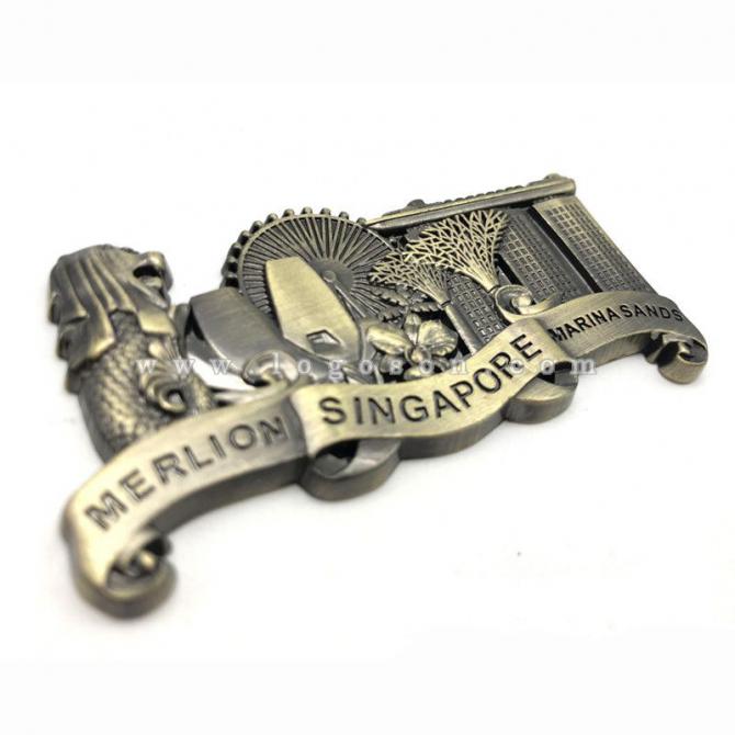 Merlion Singapore - Magnete Da Frigorifero 3D In Metallo - Souvenir Di Viaggio, Regalo Originale, Dimensioni 7x6,5 Cm