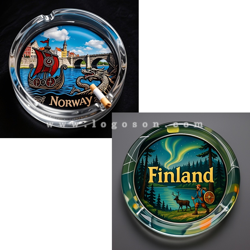 viking glass ashtray souvenir